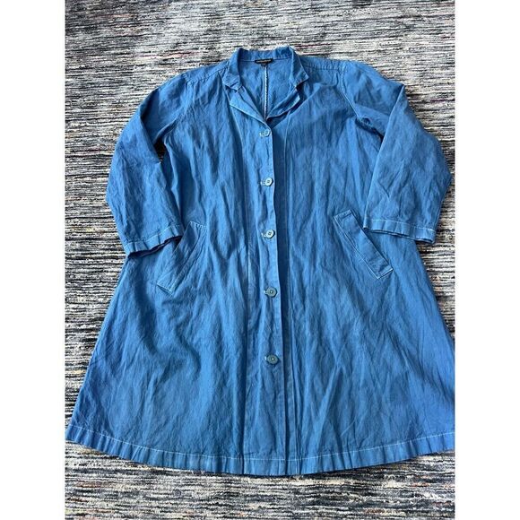 Eileen Fisher light weight blue cotton blend coat jacket size M - Picture 8 of 10